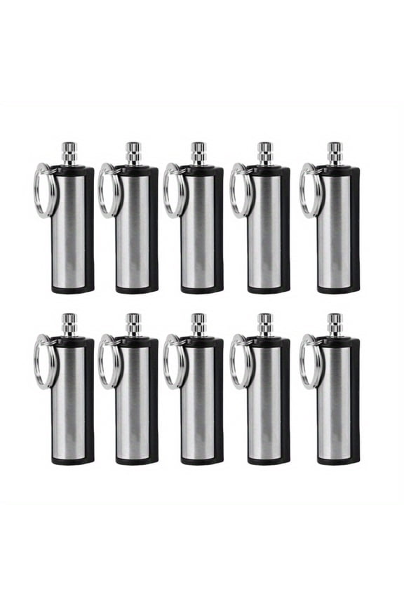 10PCS Multifunction Metal Fuel Lighters Keychain Fire Starter for Outdoor Camping Essential Survival Gear Fire Making Tool