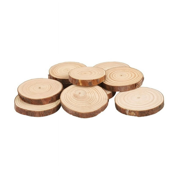 10PCS Natural Tree Round Wood Log Slice For Wedding Centerpiece Bark Table Decor