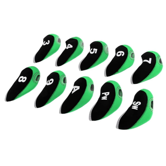 10PCS Neoprene Golf Club Headgear Iron Protector Case Pouch for Men Golf Game black