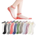 thumbnail image 1 of 10PCS No Show Socks for Women Low Cut Casual Cute Little Flower Mesh Splice Beaded Breathable Short Socks Ankle Socks Multicolor One Size, 1 of 7