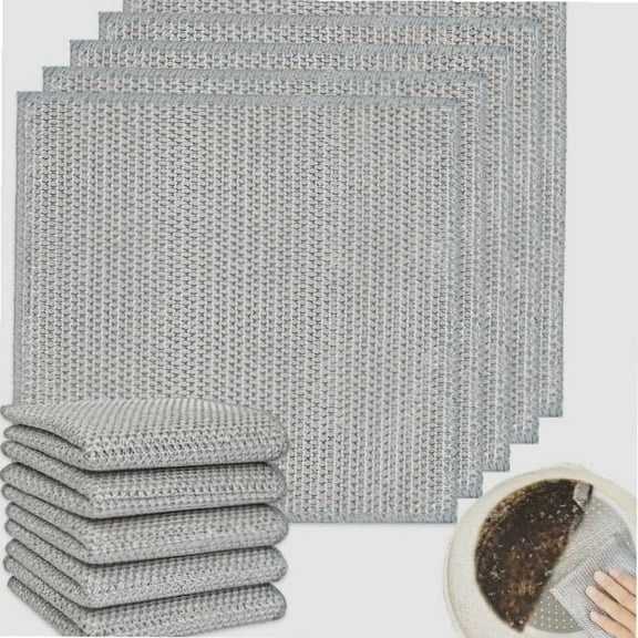 10PCS Non-Scratch Wire Dishcloths - Multipurpose Steel Wool Scrubbers for Kitchen Cleaning