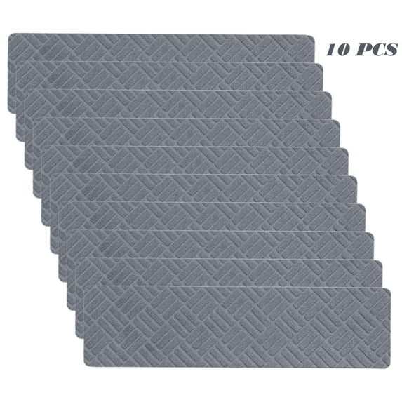 10PCS Non-Slip Stair Treads 21.6x7.4in Self-Adhesive Carpet Mats - 3-Layer Indoor Safety Rug for Kids/Pets/Elders (Dark Gray)