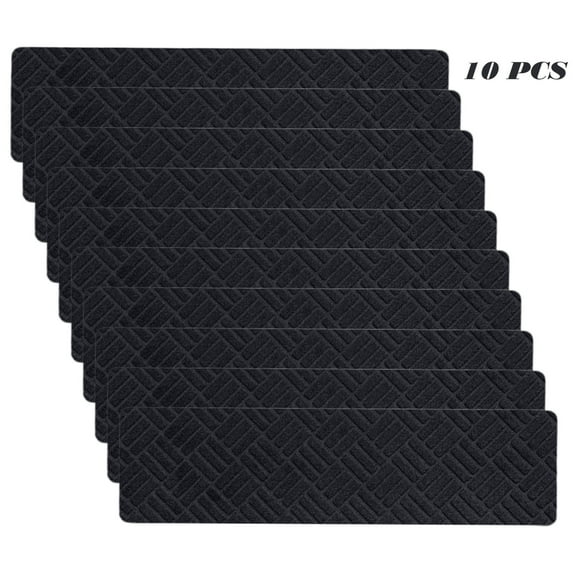10PCS Non-Slip Stair Treads - Self-Adhesive Washable Carpet Mats for Kids/Elders/Pets, Dark Gray/Brown/Black