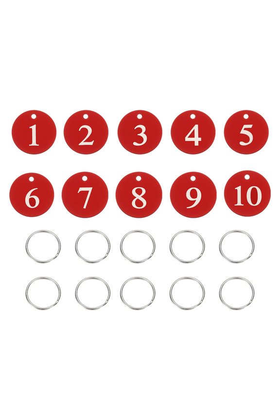 10PCS Number Tags 1-10, Number Key Tags Aluminum Numbered Keychain Metal Round with Key Rings for Organizer Field Sales Hangers Clothes Labels ID, Gold