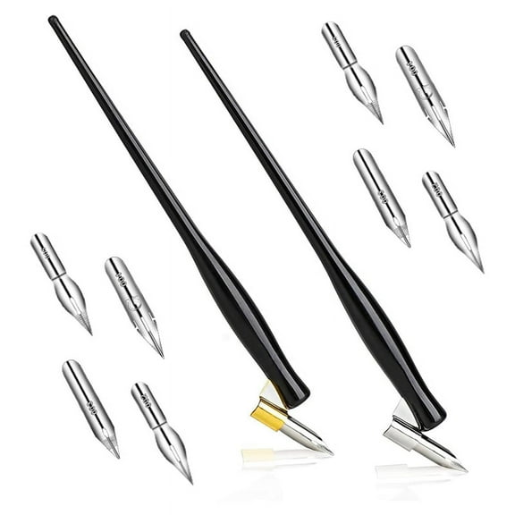 10PCS Oblique Calligraphy Dip Pen Set Comic Nib Fluid Writer Pen, 2-In-1 Drawing Holde pwm25