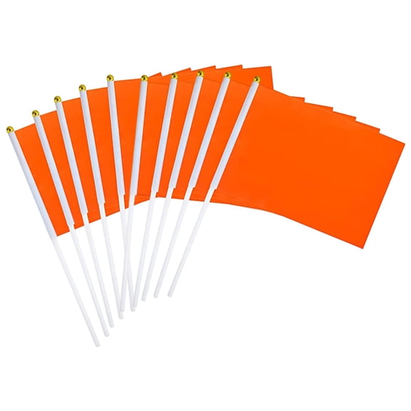 10PCS Orange Flag, Orange Blank Flags to Decorate Mini Small Flags on Sticks for Crafts, DIY Projects, Parties Decor, and Custom Flag Making,8.5x5.5in