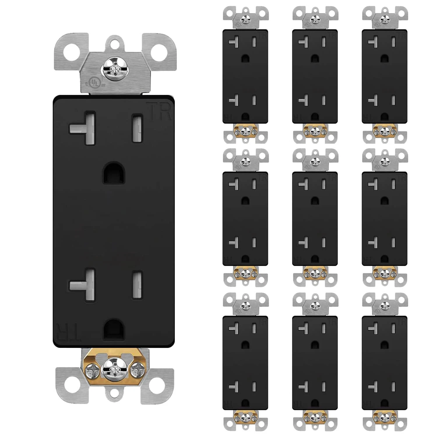 Presa Elettrica Duplex 20A Prese Elettriche Decora Duplex 20 Amp 125 Volt – Confezione Da 10 Pezzi, Bianche, Con Messa A Terra UL Prese Bianche 20A Decora