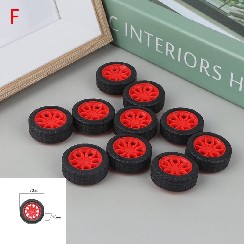 Toy Wheel Rims 10PCS PC Toy Wheel Rubber Rim Tyres DIY Mini Technology 4WD Colorful ...