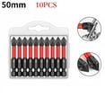 thumbnail image 1 of 10PCS PH2 Magnetic Screwdriver Bit Set Anti-Slip Long Driver Drill Bits 1/4inch Hex Shank For Manual Screwdrivers Air Drills, 50mm, 1 of 12