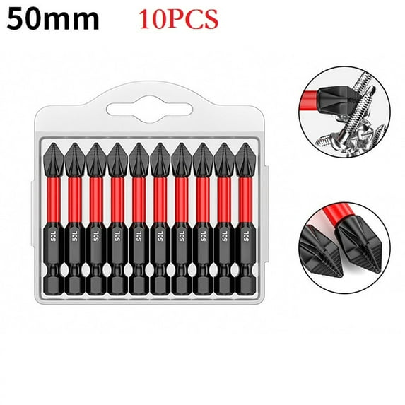 10PCS PH2 Magnetic Screwdriver Bit Set Anti-Slip Long Driver Drill Bits 1/4inch Hex Shank For Manual Screwdrivers Air Drills, 50mm