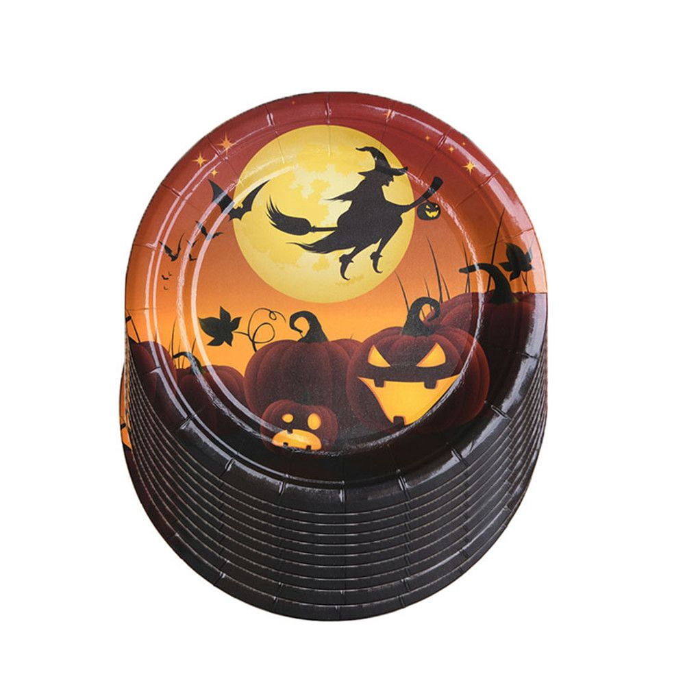 10PCS Party Decor Pumpkin Happy Halloween Spider Disposable Cookware ...