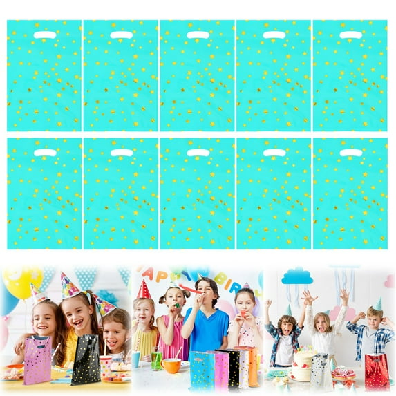 10PCS Party Favor Bags for Birthdays,Mini Gift Bags,Candy Bags,Goodie Candy Bags with Star Pattern(Green)