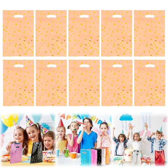 10PCS Party Favor Bags for Birthdays,Mini Gift Bags,Candy Bags,Goodie Candy Bags with Star Pattern(Orange)