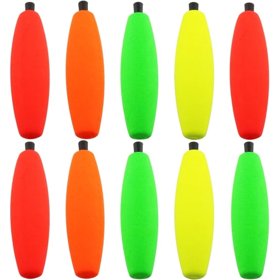 10PCS Peg Floats Fishing Fish Spike Float Foam Cigar Slip Fishing Corks Bobbers Fishing Float Fishing Long Cast Fishing Float Fishing Sea Rod Float with Pipe Plug (Assorted Colors)
