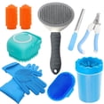 thumbnail image 1 of 10PCS Pet Grooming Kit for Dogs & Cats, Dog Brush | Dog Washing Gloves | Dog Bath Brush | Dog Paw Cleaner | Pet Nail Clipper & File | 2X Toothbrush | Scrubber with Handle for Bath & Massage, 1 of 9