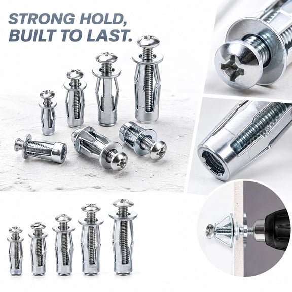 10PCS Petal Nuts, Expansion Screw Jack Nuts, Carbon Steel Rustproof Corrosion-Resistant Fasteners for Securing Thin Soft Wall, Hollow Wall, Iron Skin, Metal Plate Frame Container Tag(M4*20mm)