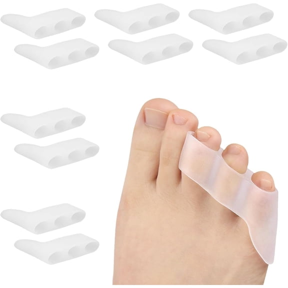 10PCS Pinky Toe Separator Overlapping Toe Spacers and Corrector for Bunions Overlapping Toes Curled Pinky Toes Stretching and Pain Relief from Transparent and Soft Silicone
