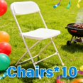 thumbnail image 1 of 10PCS Plastic Folding Chairs, Lightweight Multi-Function Folding Chair, Foldable High Chair, Folding Office Chair, Commercial Stacking Chairs, Heavy-Duty Metal Frame,350lb Capacity, for Home, Yard, 1 of 13