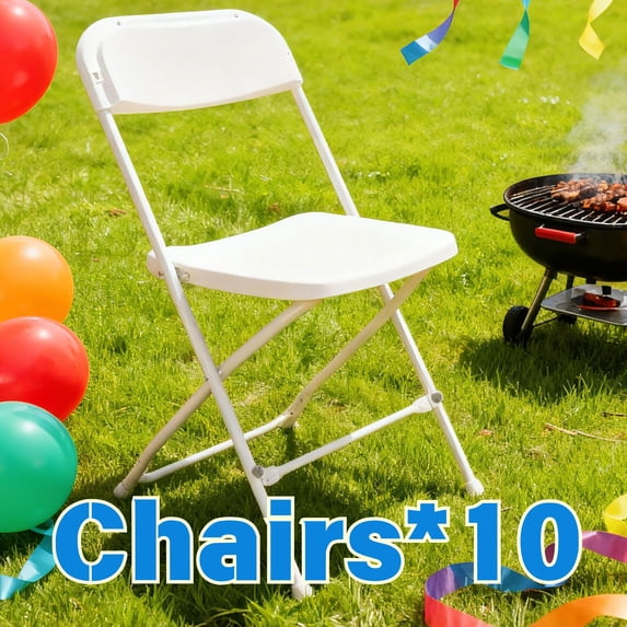 10PCS Plastic Folding Chairs, Lightweight Multi-Function Folding Chair, Foldable High Chair, Folding Office Chair, Commercial Stacking Chairs, Heavy-Duty Metal Frame,350lb Capacity, for Home, Yard