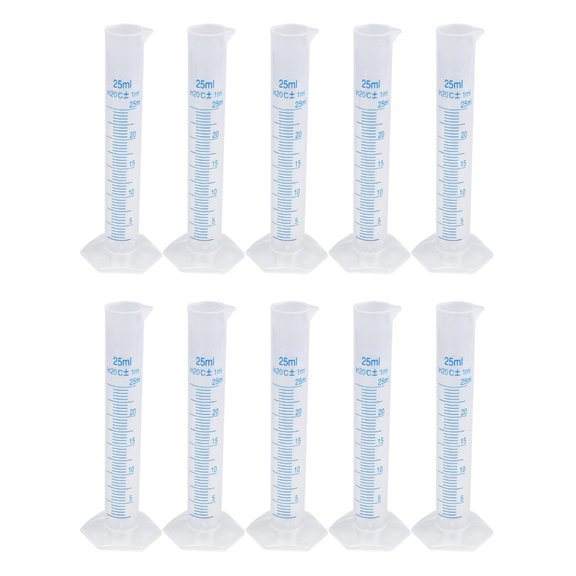 10PCS Plastic Graduated Cylinders With Hexagonal Base Measuring Cylinder Cups For Stable Liquid Measuring In Labs