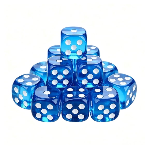 10PCS Polyhedral Dice Dice 16mm Acrylic Dice Game Dice for Table Games (Blue White)
