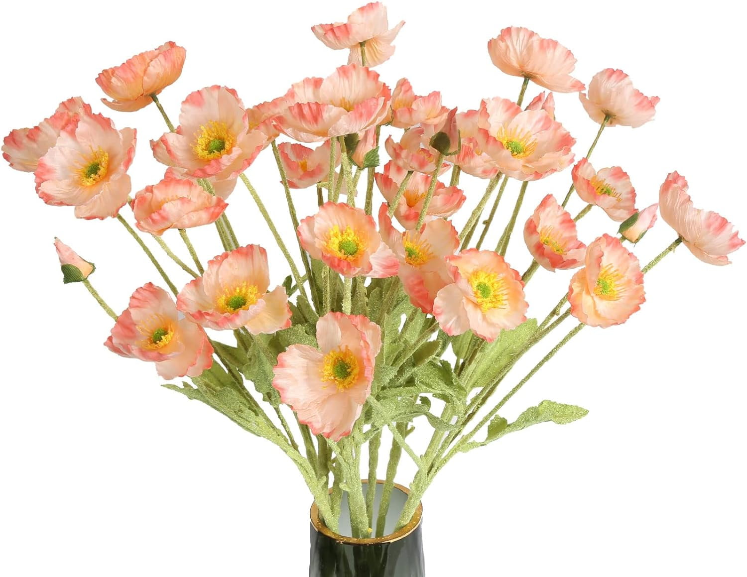 10PCS Poppy Flowers Artificial Silk Poppy Flowers Faux Poppy Stems Silk