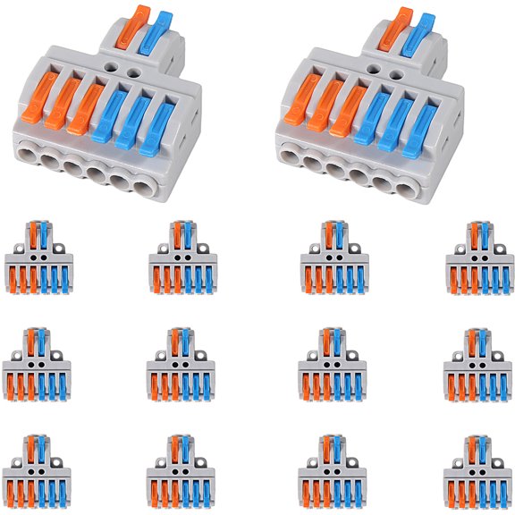 10PCS Quick Connection Wire Connectors 600V 32A Lever Wire Connector Electrical Wiring Terminal Wire Connectors for Electrical Connection 2 in 6 Out