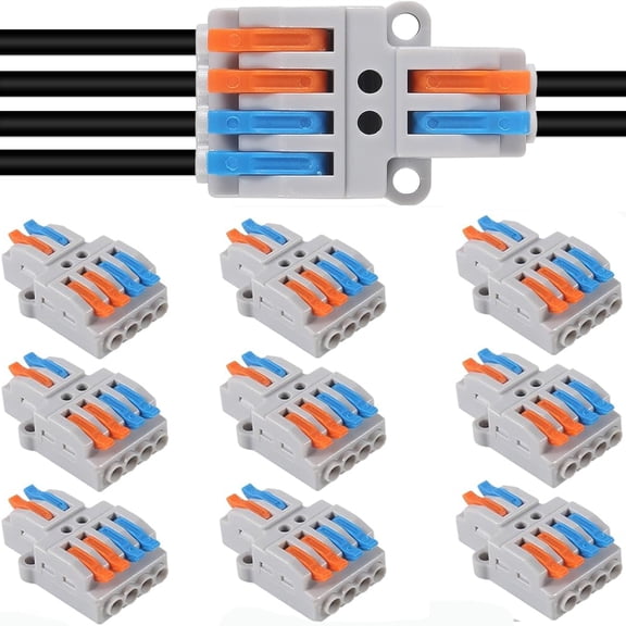 10PCS Quick Connection Wire Connectors 600V 32A Lever Wire Connector Electrical Wiring Terminal Wire Connectors for Electrical DIY 2 in 4 Out