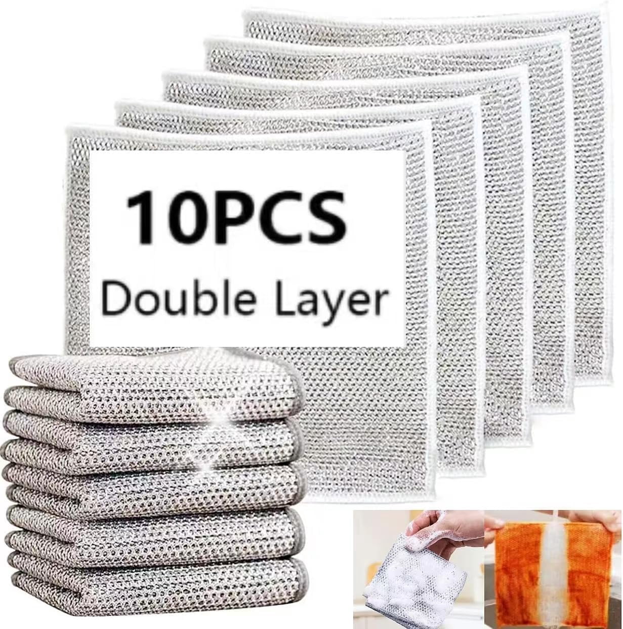 Non Scratch Rag 10PCS Rags Dishwash Cleaning Wire Dishcloth, Non-Scratch Kitchen ...