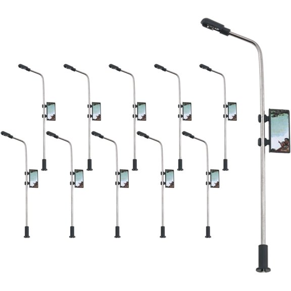 10PCS Railway Model Train Light Poles 3V 1:100 Scale Double Ended Gauge Model Train Layout Landscape Sand Table Building Lighting Track Miniature Landscape Accessories