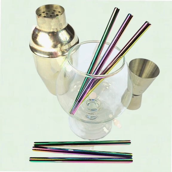 10PCS Rainbow Stainless Steel Drinking Straws for Stanley Cup, Reusable Metal Straws