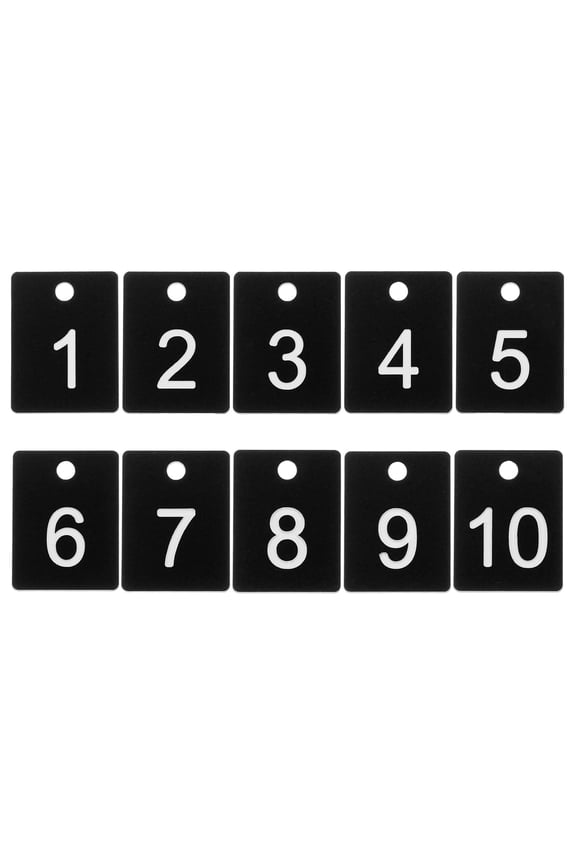 10PCS Rectangle Number Tags 1-10, 3x4CM Number Key Tags Plastic Numbered Tags Key Tags Keychain with Hole for Organizer Drawing Prizes Field Sales Clothes Labels, Black