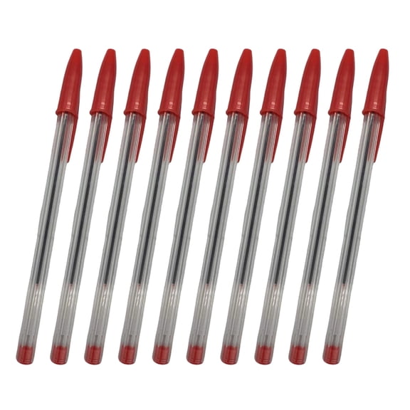 10PCS Refillable Plastic Ballpoint Pens Set 1.0mm Tip Black Red OR Blue Inks