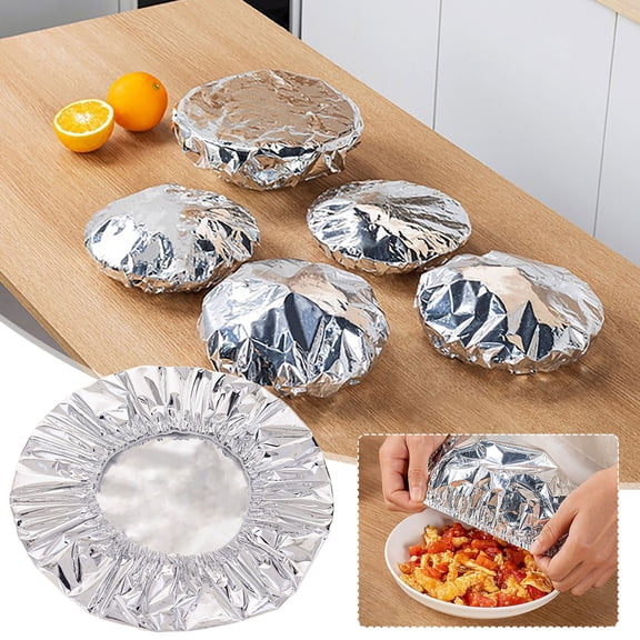 10PCS Repeatable Aluminum Foil Film Insulation Cover,Kitchen Fresh-Keeping Insulation Film,Thickened Heat-Resistant Material Table Food Insulation Cover with Continuous Warmth