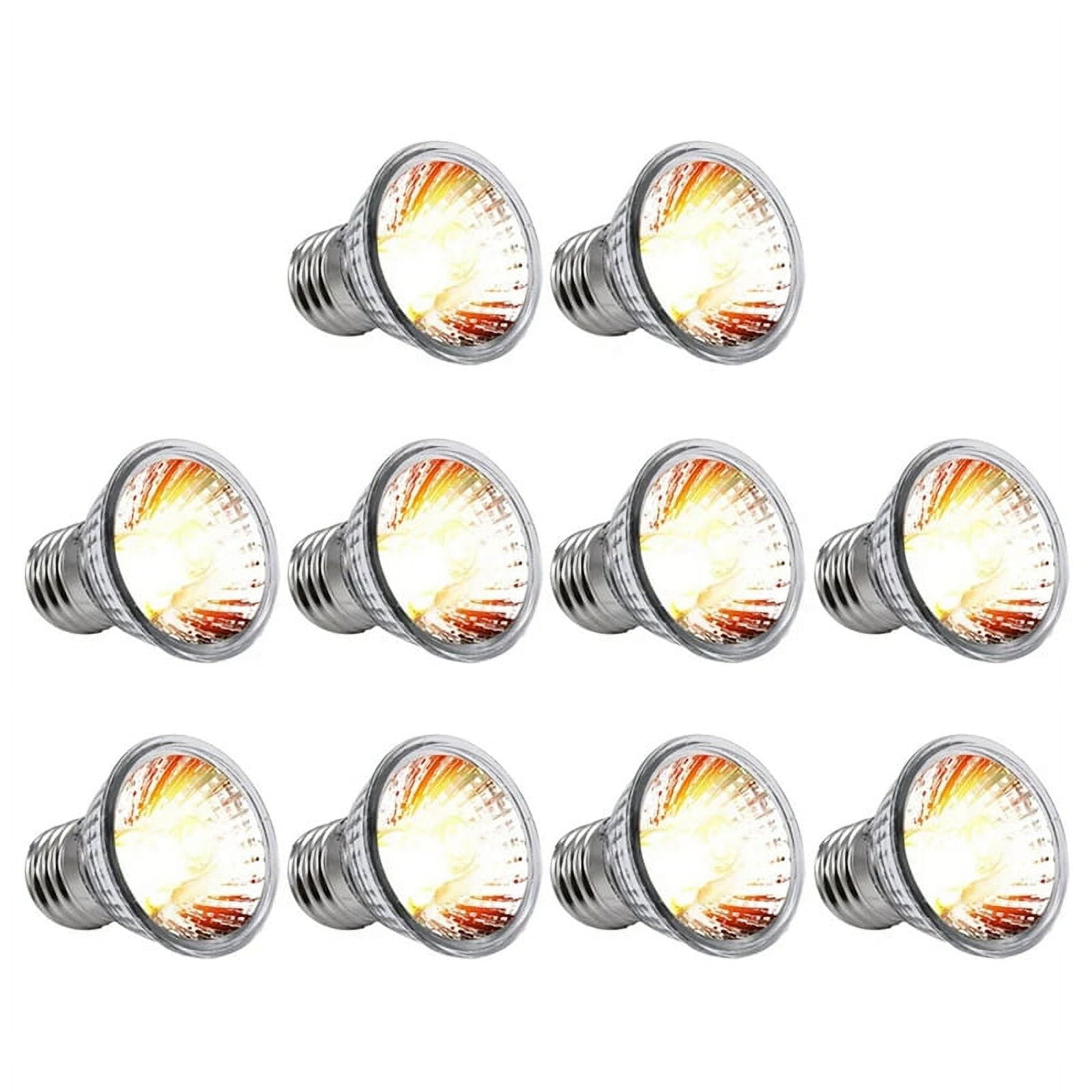 10PCS Reptile Lamp Bulb Turtle Basking UV Light Bulbs Heating Light Full Spectrum Sunlamp for Amphibians,25W