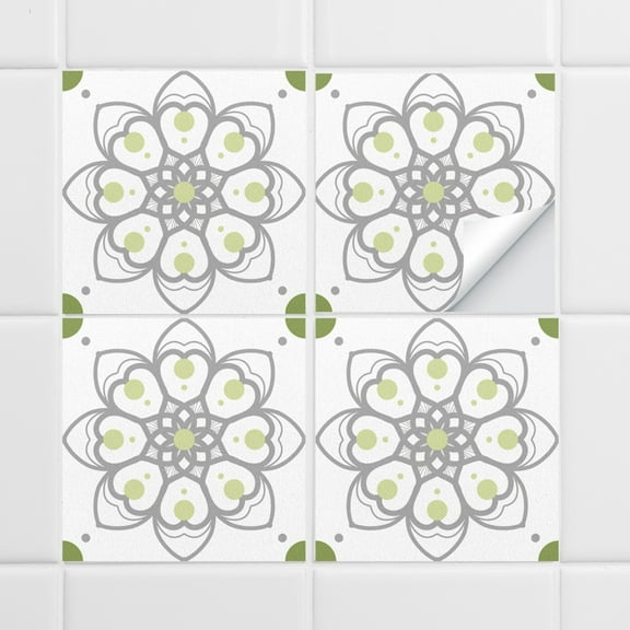 10PCS Retro Floral Matte Wall Tile Sticker Transfer Peel and Stick, 6x6Inch Self-Adhesive Vinyl Backsplsh Tile Wall Decals for Kitchen Bathroom Living Room B