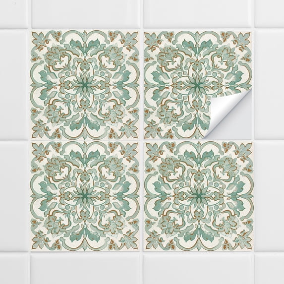 10PCS Retro Floral Matte Wall Tile Sticker Transfer Peel and Stick, 6x6Inch Self-Adhesive Vinyl Backsplsh Tile Wall Decals for Kitchen Bathroom Living Room C