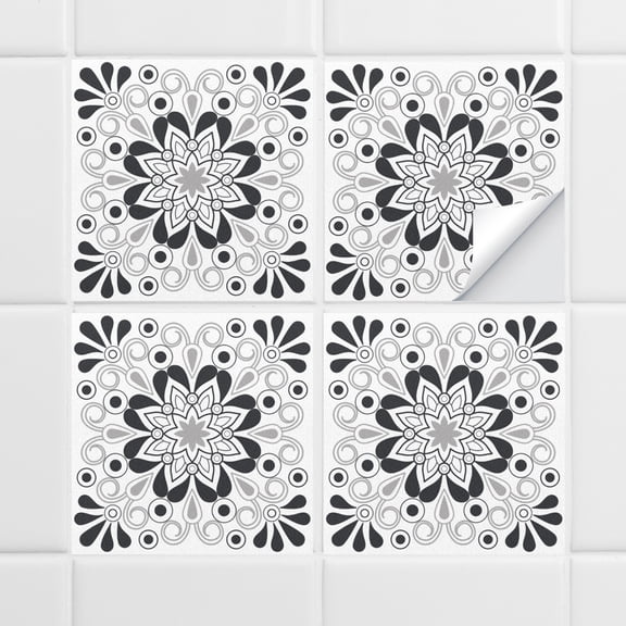 10PCS Retro Floral Matte Wall Tile Sticker Transfer Peel and Stick, 6x6Inch Self-Adhesive Vinyl Backsplsh Tile Wall Decals for Kitchen Bathroom Living Room D