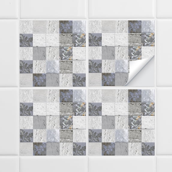 10PCS Retro Floral Matte Wall Tile Sticker Transfer Peel and Stick, 6x6Inch Self-Adhesive Vinyl Backsplsh Tile Wall Decals for Kitchen Bathroom Living Room F
