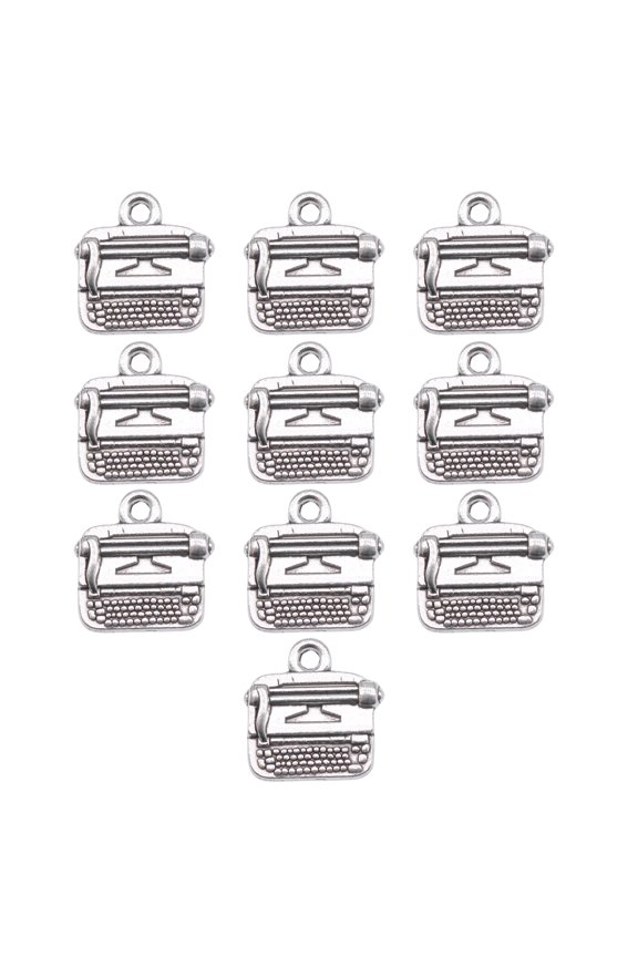 10PCS Retro Typewriter Charm Stylish Jewelry Part Alloy Texture Necklace Accessory for Daily Wear and Special Occasions