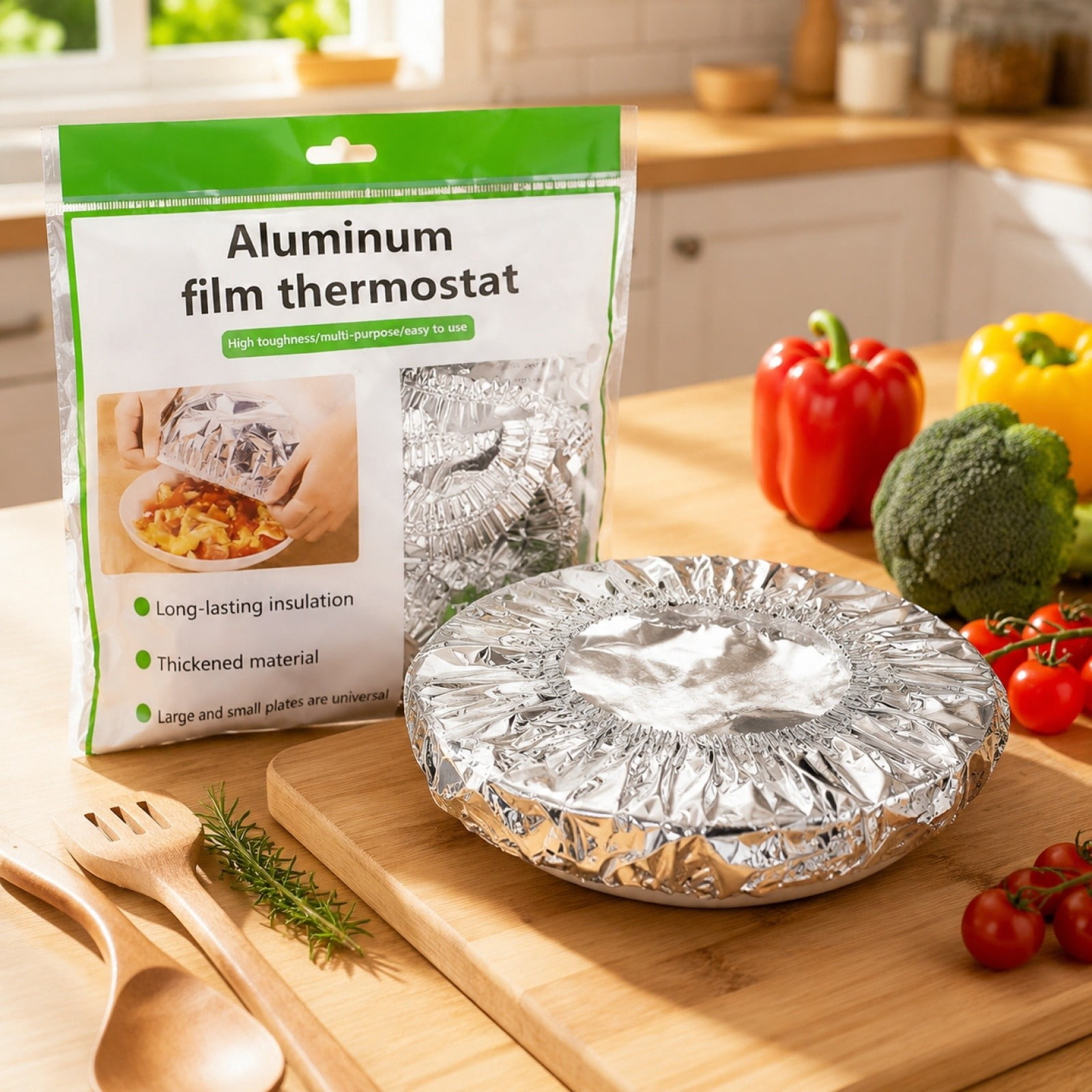 10PCS Reusable Aluminum Foil Food Covers, Elastic Stretchable Film Insulation Bowl Lids, Upgraded Heat