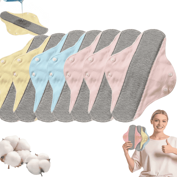 10PCS Reusable Menstrual Pads for Women Washable Cotton Panty Liners Graphene Absorbent Pads with Honeycomb Absorbent Layers