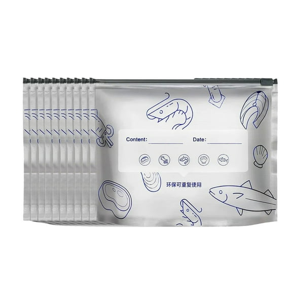 10PCS Reusable Stand-Up Aluminum Foil Food Storage Bags – Freezer & Kitchen Safe | Leakproof Slider Bags for Meal Prep, Snacks & Leftovers (Eco-Friendly & Durable), 11.41 x 10.24 Inch