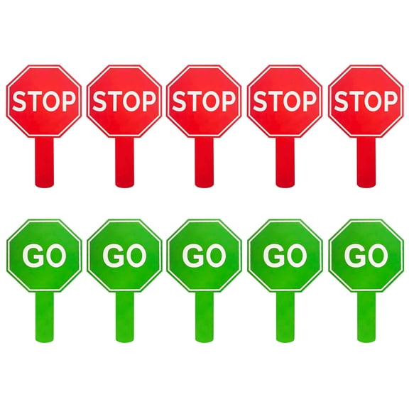 10PCS Reversible Handheld Sign with Stop/Go for School , Roadside Control