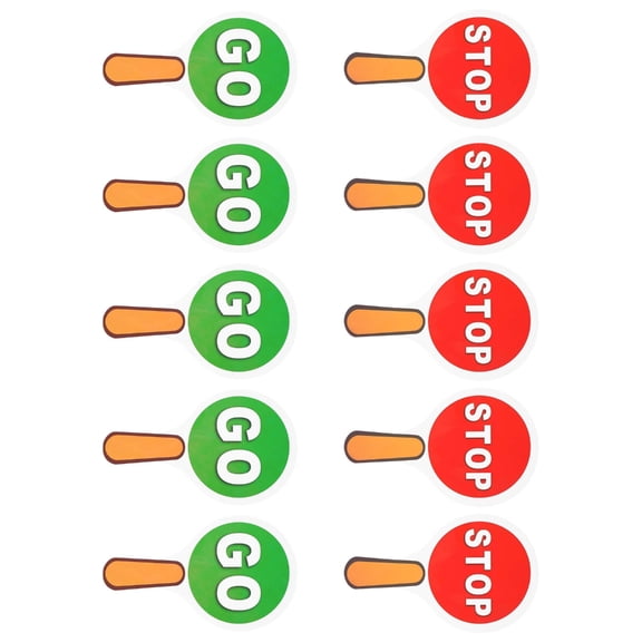10PCS Reversible Handheld Sign with Stop/Go for School , Roadside Control