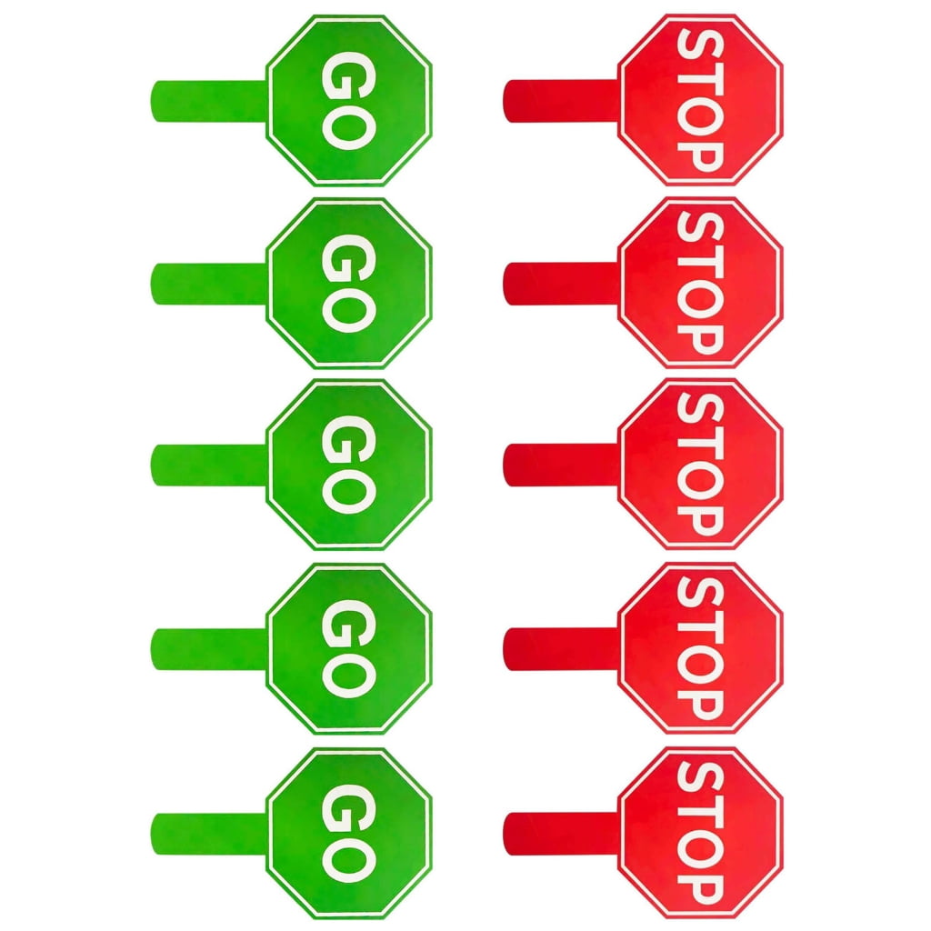 USA看板　stop　GO 10PCS Reversible Handheld Sign with Stop/Go for School , Roadside