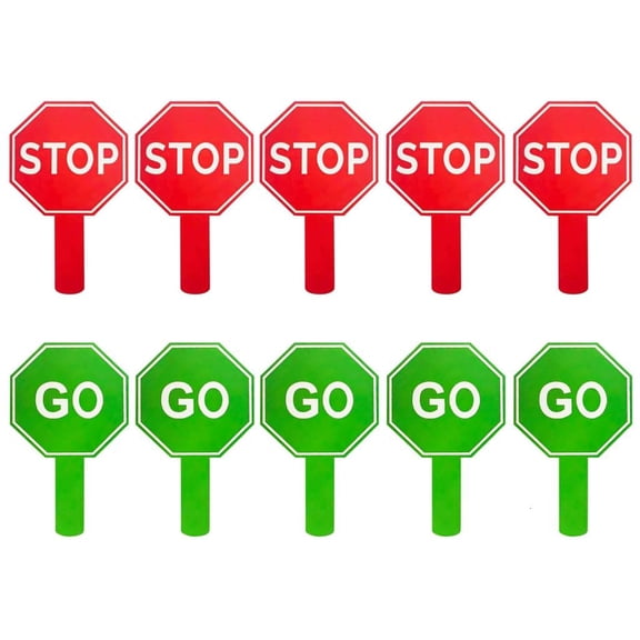 10PCS Reversible Stop and Go Sign Handheld Crossing Guard Stop Sign for Outdoor
