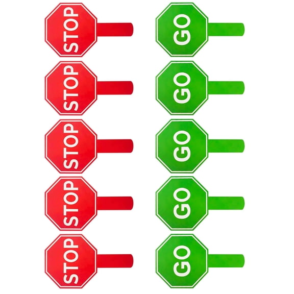 10PCS Reversible Stop and Go Sign Handheld Stop Go Sign Double Sided Crossing Guard Stop Sign for Parking
