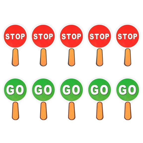 10PCS Reversible Stop and Go Sign Handheld Stop Go Sign Double Sided Crossing Guard Stop Sign for Parking