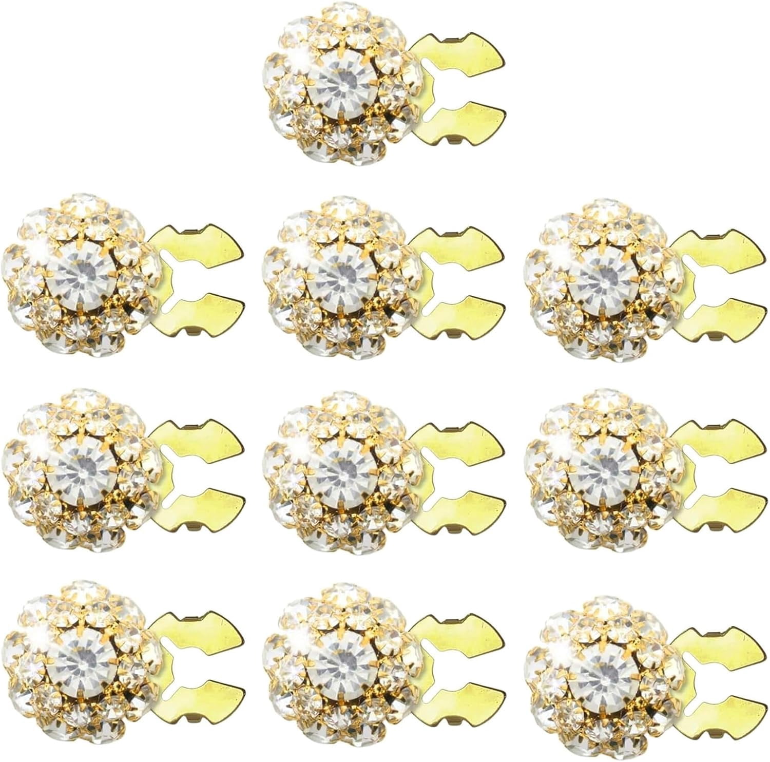 10PCS Rhinestone Button Covers,Crystal Buttons for Clothing,Detachable Shirt Button Clips Buttons Jewelry,Button Snaps with Pliers Press,Decorative Buttons for Dress Suit Tux Shirt Accessories